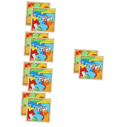 TOYANDONA 10 Kisten Puzzle Für Kinder Tierpuzzles Für Kleinkinder 1-3 Kinder Puzzles Intelligenzspielzeug Denksportspielzeug Kleinkinder Blockieren Rätsel Hölzern Blöcke Karikatur von TOYANDONA