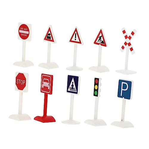 TOYANDONA 10 Stück Simulierte Verkehrsschilder Mini Verkehrsschild Straßensperrenschild Miniatur Verkehrskegel Spielstraßenschild Mini Verkehrsschild Verkehrsschilder Für Kinder von TOYANDONA