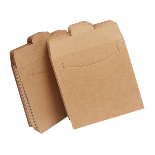 TOYANDONA 100 Stück Disc-Tasche Kraftpapier Umschläge Vintage CD Taschen aufbewahrungstaschen Papiertaschen CD Elegante CD Verpackung DVD-Hüllen aus Pappe Briefumschläge Light Brown von TOYANDONA