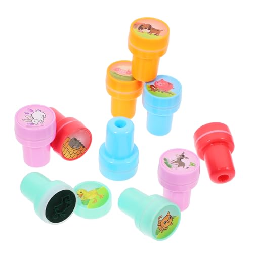 TOYANDONA 10St Kinderstempel Tiere Stempel für Stempel mit Tieren Geburtstagsgeschenke Lernspielzeug Hutstempel für Ostersonntag Weihnachtsmarken Lehrerstempel PVC von TOYANDONA