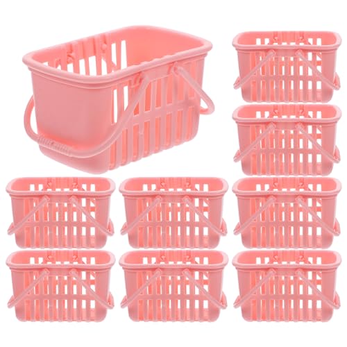 TOYANDONA 10St Mini-Einkaufskorb Korb aus Baumwollseil rollender Wäschekorb Spielzeugkorb Körbe kühlkorb einkaufskorb Storage Baskets Mini-Aufbewahrungsbehälter Kinderspielzeug Plastik Rosa von TOYANDONA