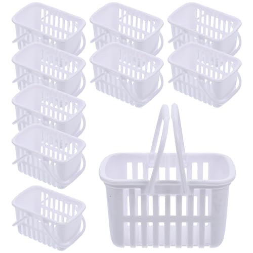 TOYANDONA 10St Mini-Einkaufskorb Partyartikel für Deckenkorb Aufbewahrungskorb kühlkorb einkaufskorb Storage Baskets Mini-Supermarkt-Handkorbmodelle Desktop -Ornamente Plastik Weiß von TOYANDONA