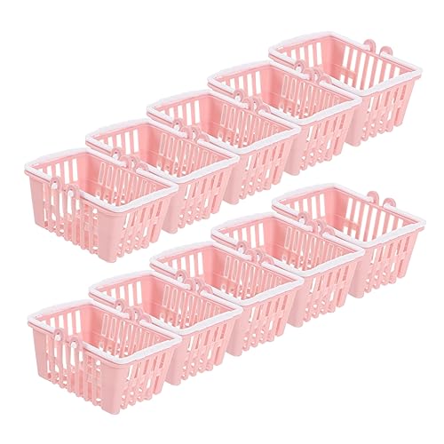 TOYANDONA 10St Mini-Einkaufskorb Wäschekorb Papierkorb Aufbewahrungskorb Weidenkörbe Wäschekörbe kühlkorb einkaufskorb storage baskets Supermarkt-Handkorbmodelle Mini schmücken Plastik Rosa von TOYANDONA