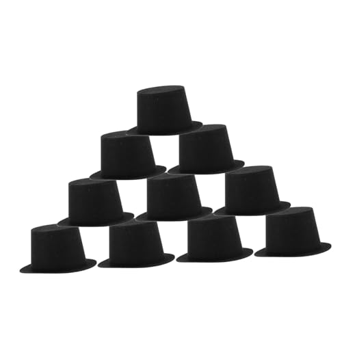 TOYANDONA 10St Puppenhausdekoration Mini-Schneemann-Hut Zirkushut Top-Hat-Kostüm Schlitzhut weihnachtsbasteln Weihnachtsdeko Mini-Schneemannmützen Weihnachtsmann-Minimützen Plastik Black von TOYANDONA