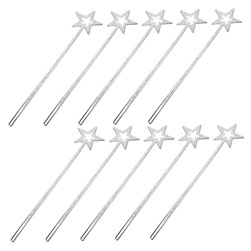 TOYANDONA 10St kleines Mädchen Zauberstab Lichterketten rosa Ballettröckchen Feenhaftes Partydekorationen Konfetti Fairy Wand Kinderkleider Mädchenfeenstöcke Zauberstäbe Plastik Silver von TOYANDONA