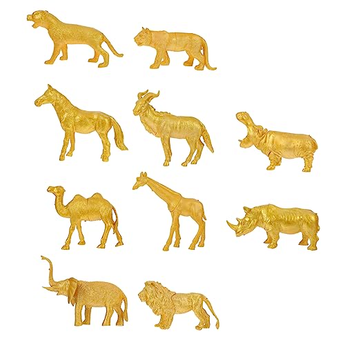 TOYANDONA 10st Goldene Simulierte Tiere Goldene Tierfiguren Spielzeug Kinderspielzeug Tierminiatur Tierische Kuchenfiguren Mikrospielzeug Mini-Spielzeug Miniaturtiere Wildtiermodell PVC von TOYANDONA