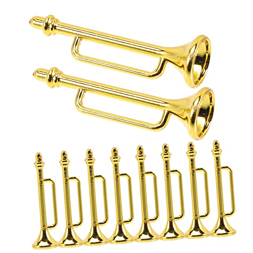 TOYANDONA 10st Musikinstrumentenmodell -trompete Kleines Trompeten-puppenhaus Miniaturmodell Eines Musikinstruments Mini-musikinstrumente Kleines Saxophon Miniaturen Plastik Golden von TOYANDONA