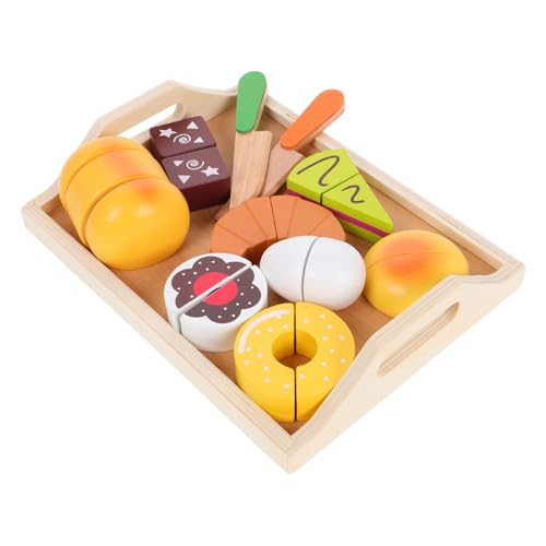 TOYANDONA 11-teiliges Spielküchen-Set Aus Holz Für Kleinkinder, So Tun, Ob Mit Dessert, Kuchen, Teeparty-Set Für Kinder, Lernspielzeug Für Die Feinmotorik, Spielen Würden von TOYANDONA