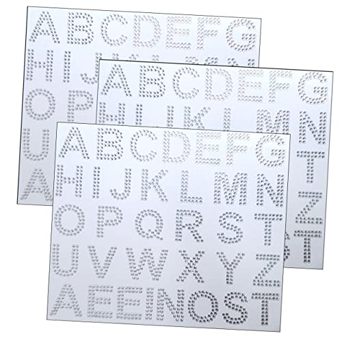 TOYANDONA 12 Blätter Strass-Aufkleber zarte Glitzersticker Buchstabendekor Klebebuchstaben Aufkleber Edelsteine Schmucksteine gems dekorative Strassbuchstaben Buchstabenaufkleber Acryl Weiß von TOYANDONA