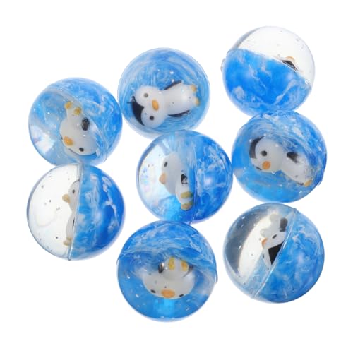 TOYANDONA 12 Stück Pinguin Hüpfball Hüpfbälle Für Wellen Briefbeschwerer Gelball Großer Hüpfball Schneekugel Blaues Glasdekor Meeresball Butadien Gummi Himmelblau von TOYANDONA