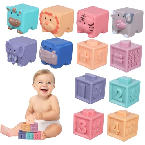 TOYANDONA 12 Stück Weiche Babyblöcke Aus Bauspielzeug Für Kleinkinder Ideal Zur Babyparty Knisterspielzeug Für Neugeborene Zum Fördern Der Motorik Und Kreativität von TOYANDONA