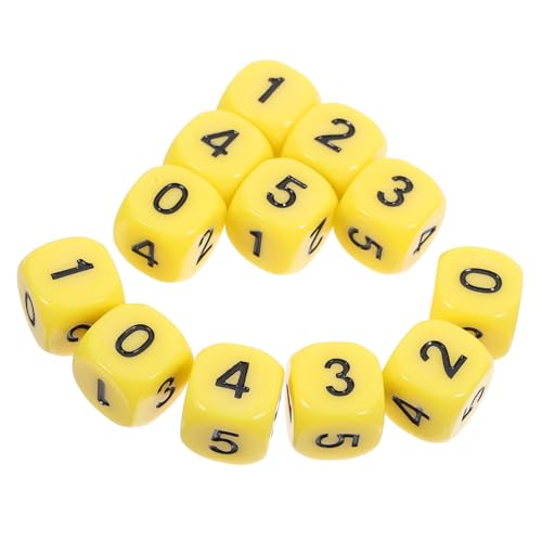 TOYANDONA 12St Mathe-Würfel Partywürfel Brettspiel Würfel Ratespiel Würfel Ziffer Standardwürfel Nummer Zahlenwürfel spielwürfel partyspiel Würfel zum Glücksspiel große Würfel Acryl Yellow von TOYANDONA