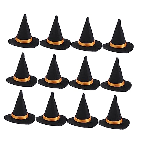 TOYANDONA 12St Mini-Hexenhut Kugeln Kostüm Halloween-Weinflaschenverzierung Halloween Party Halloween Dekoration Halloween-Weinflaschendeckel kleine Hexenhüte Filzstoff Black von TOYANDONA