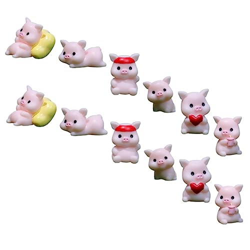 TOYANDONA 12St Miniaturfiguren Cute Decor miniaturen Figuren gartendeko Skulptur Sparschwein Kaninchen bastelset kleines Schweinemodell Mikrolandschaftsornament Harz Rosa von TOYANDONA