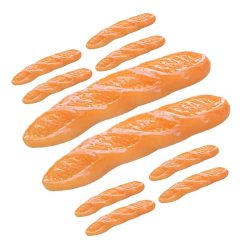 TOYANDONA 12St Nachgemachtes langes Baguette Puppe Miniatur Kastenform Bausatz deko praktisch Mini-Essen Harzhandwerk Mini-Food-Foto-Requisite Mini-DIY-Brot-Kit Minibrot Orange von TOYANDONA