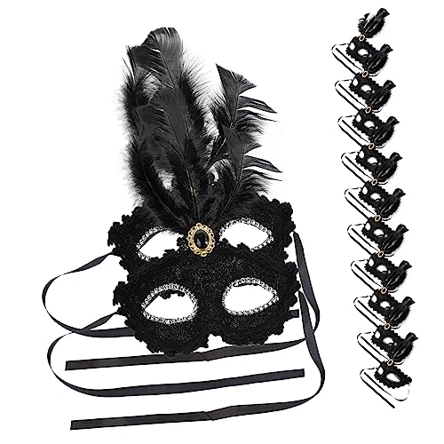 TOYANDONA 12St Partyzubehör halloween masken halloweenmaske Plüschmasken für Cosplay karnevalsmaske Bunter Federdekor Maske reinigen Grimasse Kostümmasken Tanzparty-Requisite Plastik Black von TOYANDONA