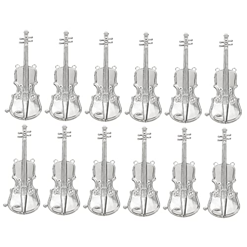 TOYANDONA 12st Musikinstrumentenmodell Miniatur-Mini-musikornament Musikalische Weihnachtsverzierung Hängender Baumschmuck Für Violine Und Trompete Weihnachtsmusik-baumschmuck Plastik Silver von TOYANDONA