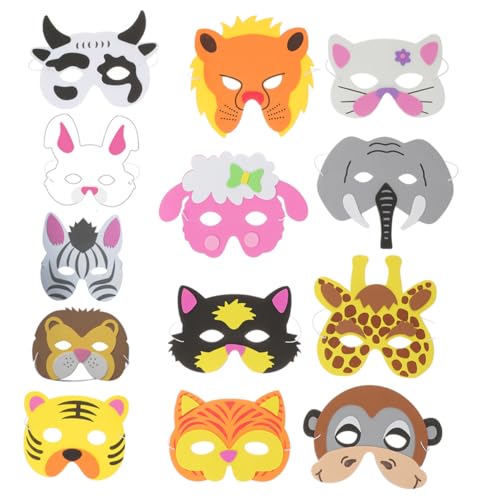 TOYANDONA 13er Set Tiermasken Zum Ausmalen Dekorative Masken Für Kindergeburtstag Cosplay Und Maskenball Kreative Party Masken Verschiedenen Designs Für Wilde Tierabenteuer von TOYANDONA