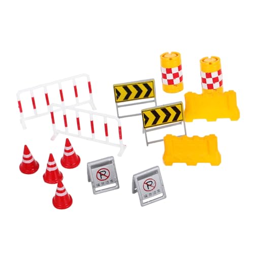 TOYANDONA 14 STK Verkehrsbarrikadenmodell Mini-straßenlaterne Spielband, Straßenband Für Spielzeugautos Verkehrszeichen-Spielzeug-Stick-fliese Stoppschild Für Kinder Mini-stoppschild Harz von TOYANDONA