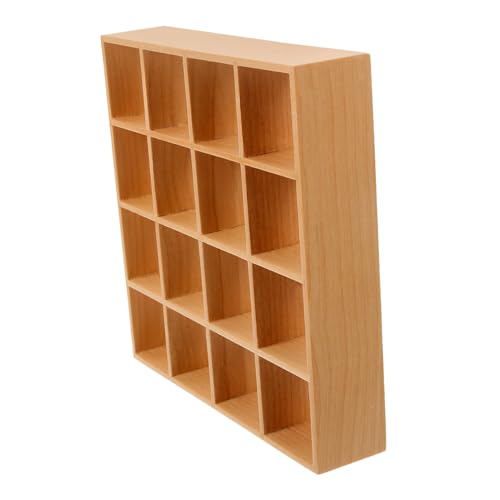 TOYANDONA 16-Gitter-lagerregal Bausatz Schwebend Geschäft Mini- Tür Möbel Bücherregal Miniaturen Regale Für Puppenhäuser Figur Zubehör Puppenstubenregal Gestell Klein Holz von TOYANDONA