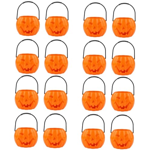 TOYANDONA 16 Stk Halloween-Kürbislaterne halloween pumpkin halloweenkürbis kostüme halloween Geschenkkorb Halloween-Kürbisbehälter Kürbis Bonbonhalter Dekor Kürbiseimer mit Griff von TOYANDONA