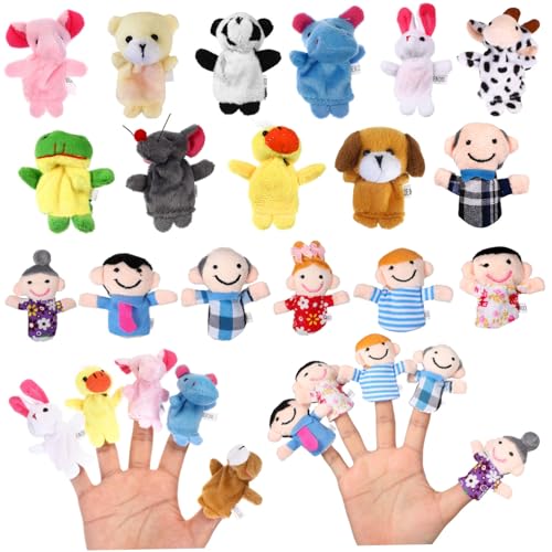 TOYANDONA 16 Teiliges üsch Fingerpuppen Set Tier Und Familienmitglieder Handpuppen Für Für Geschichtenerzählen Und Spielzeit Zufällige Muster von TOYANDONA