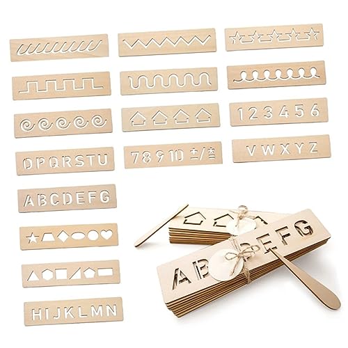 TOYANDONA 16st Übungsbrett Aus Holz Anerkennungstafel Lehrtafel Nummernverfolgungstafel Früherziehungsspielzeug Buchstabenschablonen Lernspielzeug Puzzle-Spielzeug Kinderspielzeug Khaki von TOYANDONA