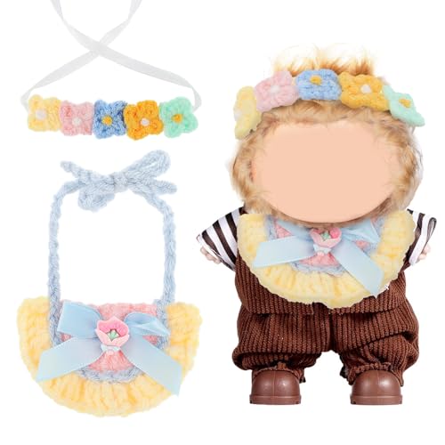TOYANDONA 17 cm Puppenkleidungs-Outfit-Set: Handgefertigtes Häkel-Stirnband Und Lätzchen für Puppen, Modische Blumenkleidungsaccessoires zum Anziehen von 17 cm Puppenkleidung TOYANDONA 17 cm Puppenkleidungs-Outfit-Set: Handgefertigtes Häkel-Stirnband Und Lätzchen für Puppen, Modische Blumenkleidungsaccessoires zum Anziehen von 17 cm Puppenkleidung von TOYANDONA