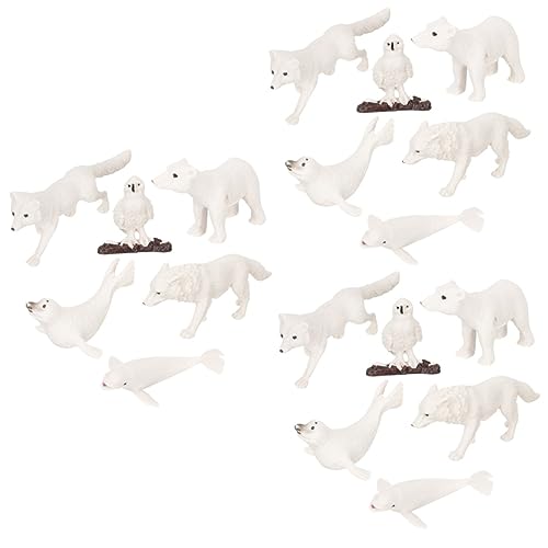 TOYANDONA 18 STK Tiermodelle Für Den Winter Wolfstierfiguren Mini-Wolf-Figuren -Tiere-Figuren Realistische Polartiere Wolf-Kuchen-Deckel Mini-Spielzeug Abs Geschenk Kind Modellieren von TOYANDONA