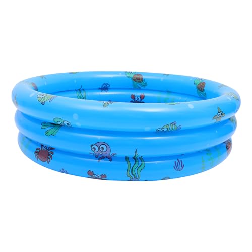 TOYANDONA 1Stk Aufblasbares Schwimmbecken mit DREI Ringen - aufblasbare badewanne für kinderplanschbecken plantschbecken Kinderbecken Wassermatratze PVC Blue von TOYANDONA