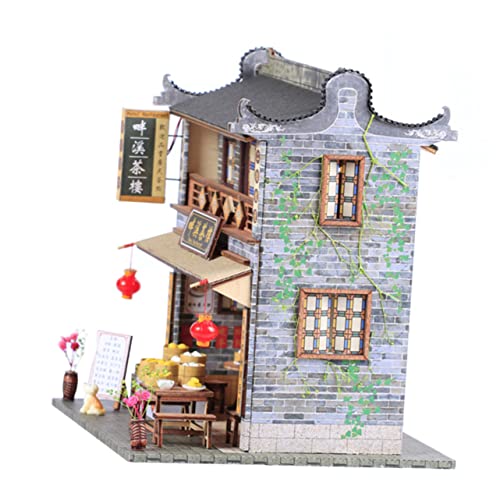 TOYANDONA 1Stk Mini-Dorfhäuser Modellspielzeug zusammenbauen DIY-Verzierung chinesisches Mini-Hausmodell China Chinois Tea House Hausspielzeug im chinesischen Stil Montagehaus hölzern von TOYANDONA