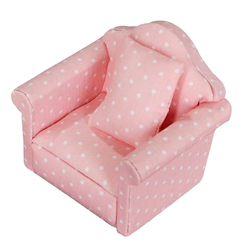 TOYANDONA 1Stk Mini-Sofa deko holzmöbel Puppenhaus-Dekoration Dekoratives Sofa puppenhaus Einrichtung Spielhaus-Sofa Desktop-Ornament Spielhauszubehör Stoff Rosa von TOYANDONA