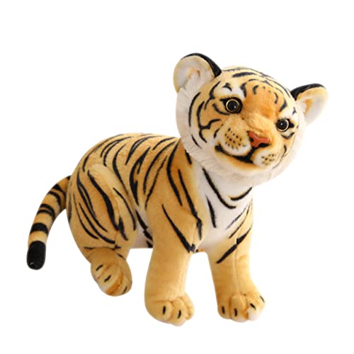 TOYANDONA 1Stk Plüschtier Miniaturfiguren Puppendekor schickes Tigerpuppen- Tiere deko Animal Figures Gelb Stofftierpuppe entzückende Tigerpuppe PP Baumwolle Yellow von TOYANDONA