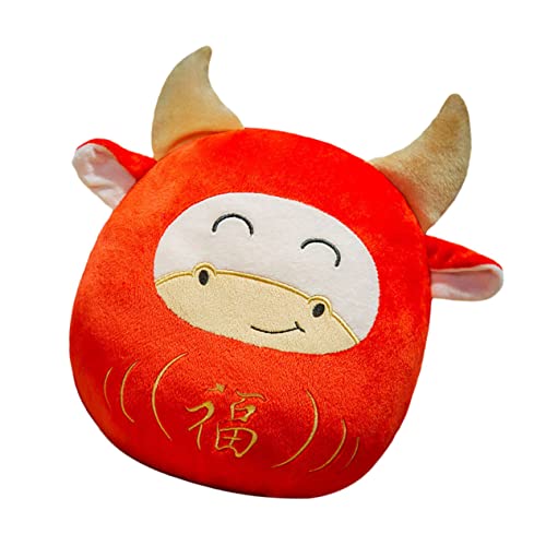 TOYANDONA 1stk Plüschtier Vieh Puppe Maskottchen des Neuen Jahres Rinderpuppe Flauschige Kuscheltiere Tierkreistier Maskottchen Jahr Der Ochsenpuppe Maskottchen Kuh Textil- Rot von TOYANDONA