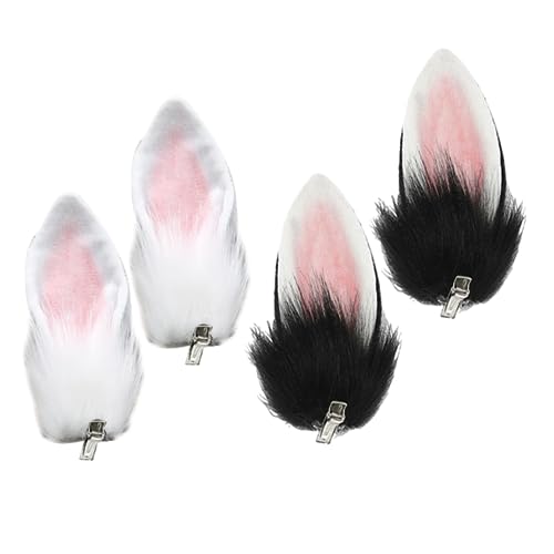 TOYANDONA 2 Paar Häschen Haarnadel Fuchs Ohr Haarspange Rollenspielkostüm Alligator-Haarnadeln halloween haarschmuck haarklammer kinder Kaninchen-Cosplay-Kostüm Hasenohr Haarnadel Plüsch von TOYANDONA