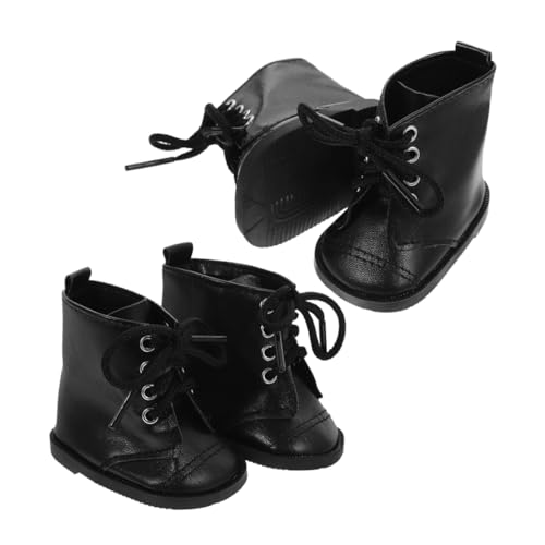 TOYANDONA 2 Paar Mädchen-puppenstiefel Puppenhaus-puppenschuhzubehör Mini-Schuh-dekor Puppe Pu-Lederschuhe Schuhe Für Puppen Puppenschuhe Stiefel Puppe Aus Pu-Leder Zum Anziehen Black von TOYANDONA