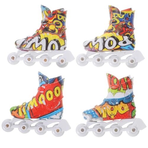 TOYANDONA 2 Paar Sportspielzeug Mit Fingerspitzen Skateboards Rad Roller Zappeln Miniatur-Schuhe Finger-Skateboard Mini-fingerspielzeug Mini Rollschuhe Zubehör Fingerskate Plastik von TOYANDONA