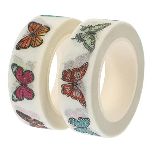 TOYANDONA 2 Rollen Schmetterlings-mattierter Aufkleber Selbstklebende Geschenkanhänger Kinder Wickelband Zarte DIY-Aufkleber Tiere Washi Tape Dekoratives Washi-Tape Retro- Papier von TOYANDONA