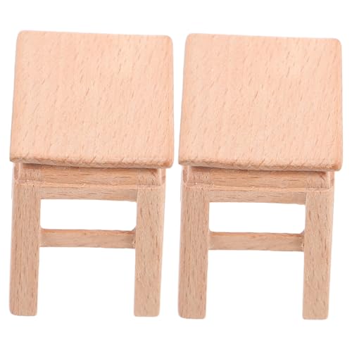 TOYANDONA 2 STK Mini-Bankmodell Sitzkissen runde möbel Heimdekoration Kleiner Stuhlhocker Mini-Hocker Mini Holz Hocker Puppenmöbel Holz Mini-Hausmöbel aus Holz Miniaturstuhl hölzern Khaki von TOYANDONA