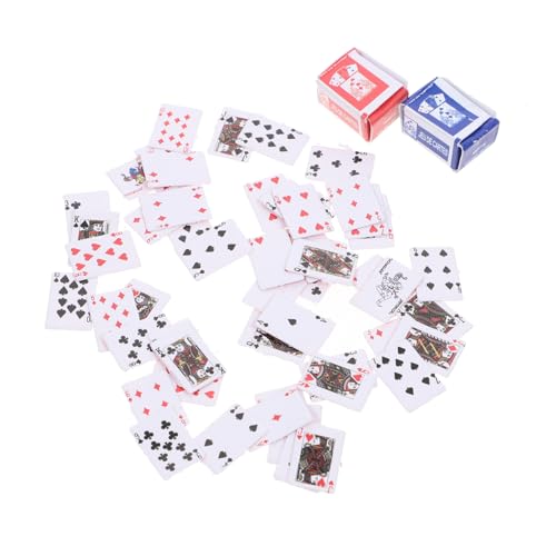 TOYANDONA 2 STK Mini-pokerkarte Aus Papier Brettspiel-Poker Pokerkarten 1:12 Kleiner Schürhaken Spielkarten Kartenspiel Spielen von TOYANDONA