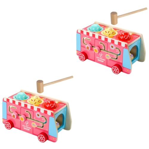 TOYANDONA 2 Sätze Eiswagen Spielzeug Spielzeuge Eiswagen-Spielzeug Interaktives Spielzeug Tragbarer Eiswagen-bausatz Eiswagen-zubehör Party-Requisite Kind Puzzle Kleines EIS Hölzern von TOYANDONA
