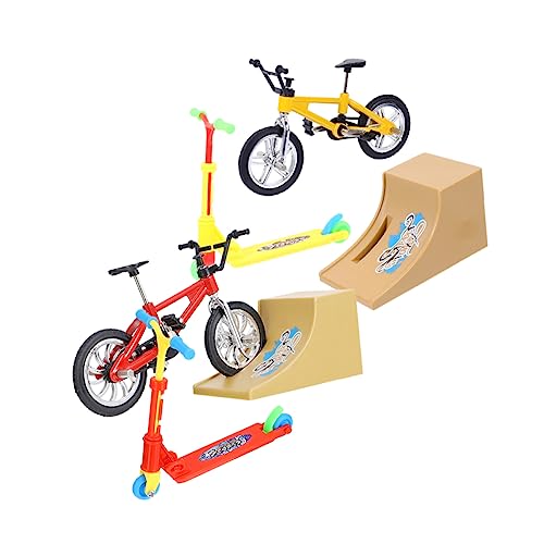 TOYANDONA 2 Sätze Fingerrad Heimtrainer Fahrradrampen-Set Für Den Schreibtisch Griffbrett Fingerfahrradspielzeug Mini-Skateboards Für Kinder Eltern-Kind Interaktiv Faltrad Aluminiumlegierung von TOYANDONA