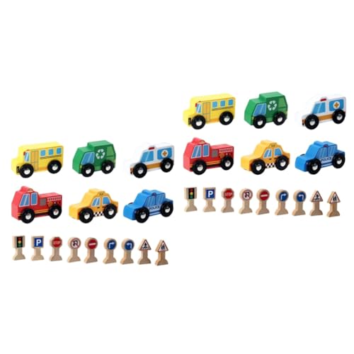 TOYANDONA 2 Sätze Kinderfahrzeug Aus Holz Kinderspielzeug Statue Autos Für Kinder Auto Auto Automobil Spielzeuge Zeichen Auto Geschenke Für Kinder Hölzern Holzkasten Kleinkind Straßenauto von TOYANDONA