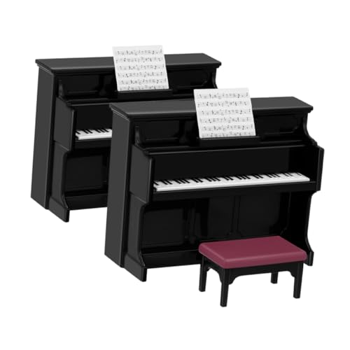 TOYANDONA 2 Sätze Kinderspielzeug Klavier Für Minihaus Klaviermodellspielzeug Miniklavier Für Puppe Miniatur-Musikinstrument Miniaturmöbel Mini- -Musikinstrument Plastik Black von TOYANDONA