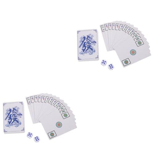 TOYANDONA 2 Sätze Mahjong-Poker Chinesisches Mahjong-Kartenset Mini-Mahjong-Kartenset Mahjong-Kit Pokerkarten Spielzeug Reise-Mahjong-Kartenspielgerät Requisiten für Reisetischspiele Papier von TOYANDONA