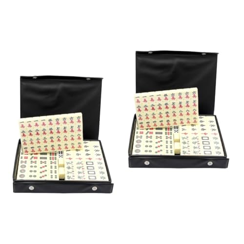 TOYANDONA 2 Sätze Mini-Mahjong Tragbarer Mini Lustiges Reisespielzeug Lustiges Brettspiel Kompaktes Brettspiel Mahjong-Tisch Tragbares Mahjong Traditionelles Chinesisches Kleines Mahjong PVC von TOYANDONA