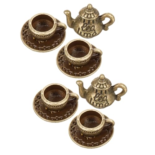 TOYANDONA 2 Sätze Miniatur-Essens- und Spielzeugszenen Mini-Teetasse Mini-Hausdekoration Spielzeug küche spielset Mini-Kaffeetasse Mini-Küchenzubehör Miniatur-Dinge Eisen Dark Brown von TOYANDONA