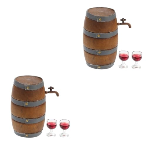 TOYANDONA 2 Sätze Pocket Weinkeller Dekoration Miniatur-weinfass-Figur Rotwein Miniaturen 1: 12 Miniatur-weinzubehör Mini-puppenhaus Weinmodell Miniatur-Pub-bar-Accessoire Mini-zubehör Holz von TOYANDONA