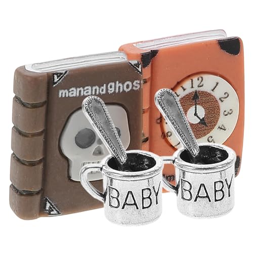 TOYANDONA 2 Sätze Puppenhaus-Modell Puppenhaus-notizbuch Mini-kaffeetasse Miniatursachen Puppenhaus-wasserbecher Puppenhaus Teetasse Puppenhaus-miniaturartikel Mini-puppenbuch Legierung von TOYANDONA