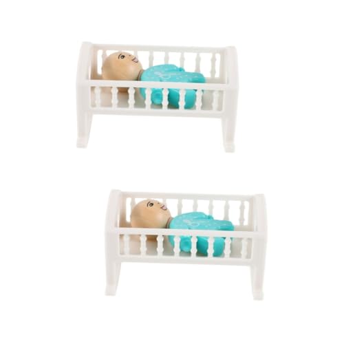 TOYANDONA 2 Sätze Puppenhausbett Babypuppenbett Puppenbett Dekoration Puppenhaus-Dekoration puppenhauszubehör Puppenhaus Babybett Puppenhaus-Miniaturkrippe Puppenhausmöbel Puppenminibett abs von TOYANDONA